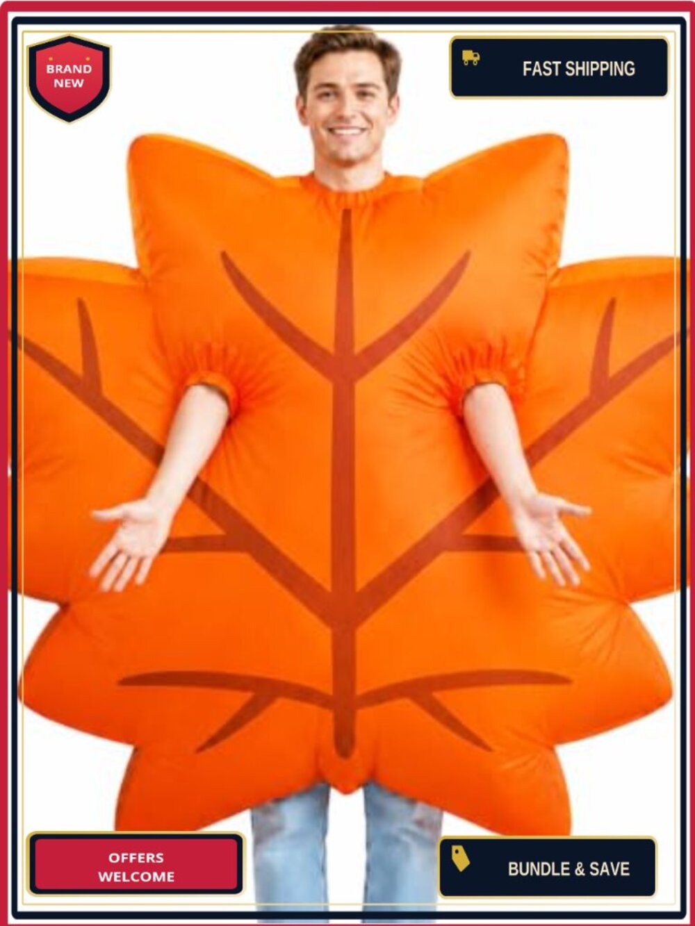 Adult Inflatable Maple Leaf Costume Blow Up Halloween Cosplay Polyester